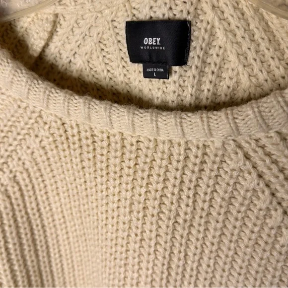 Men’s Obey Cream Knit Sweater - Picture 4 of 11